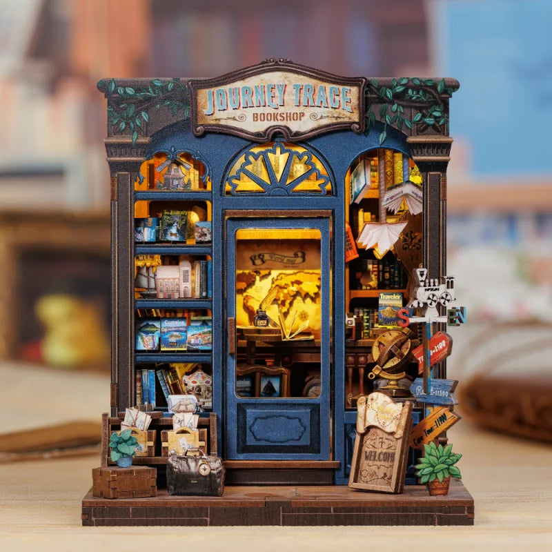 Bookstore Book Nook DIY Miniature Dollhouse Kit with Light