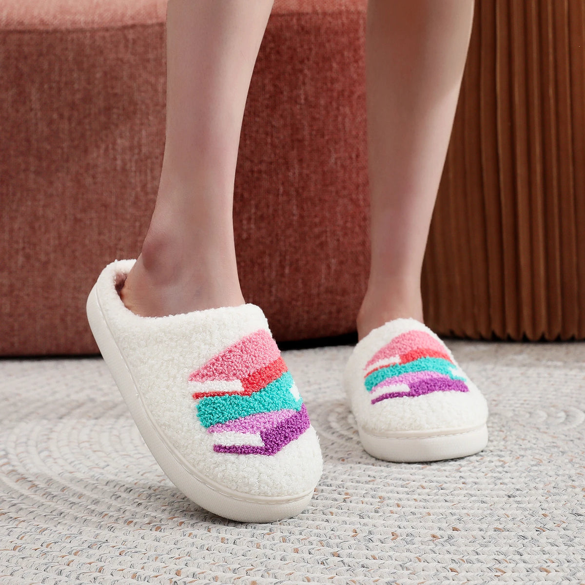 Stacked Books Plush Slippers