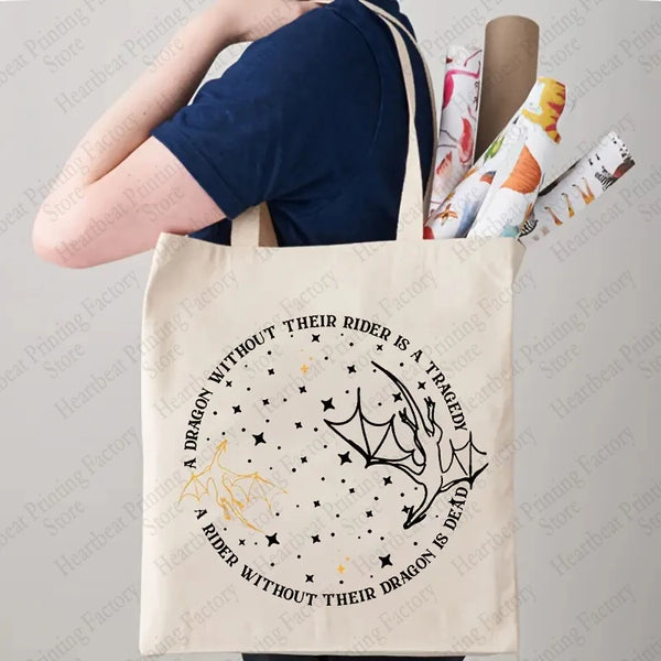A Dragon Without Their Rider Tote Bag — Fourth Wing Inspired