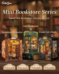Retro Bookshop DIY Book Nook Kit — Wooden Bookshelf Insert