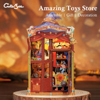 Bookstore Book Nook DIY Miniature Dollhouse Kit with Light