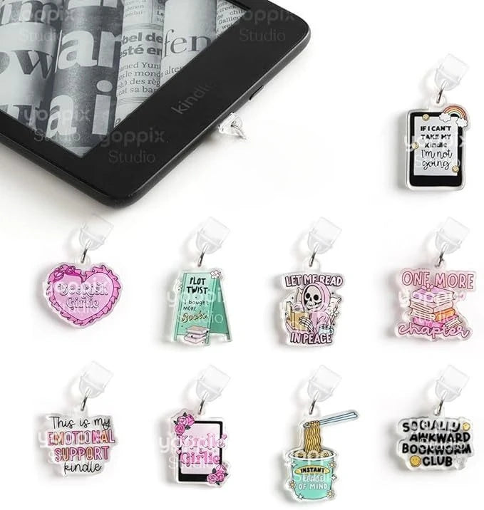 Bookish Slogan Charm Dust Plug — Pick Your Mood