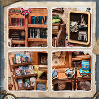 Bookstore Book Nook DIY Miniature Dollhouse Kit with Light