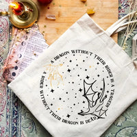 A Dragon Without Their Rider Tote Bag — Fourth Wing Inspired