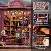 Bookstore Book Nook DIY Miniature Dollhouse Kit with Light