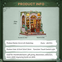 Bookstore Book Nook DIY Miniature Dollhouse Kit with Light