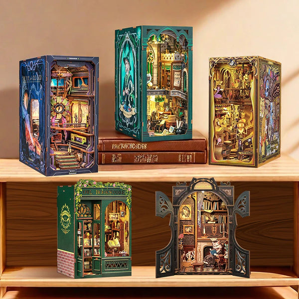 Bookstore Book Nook DIY Miniature Dollhouse Kit with Light