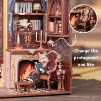Bookstore Book Nook DIY Miniature Dollhouse Kit with Light