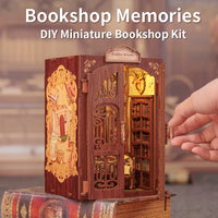 Bookstore Book Nook DIY Miniature Dollhouse Kit with Light
