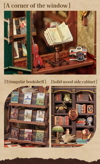 Retro Bookshop DIY Book Nook Kit — Wooden Bookshelf Insert